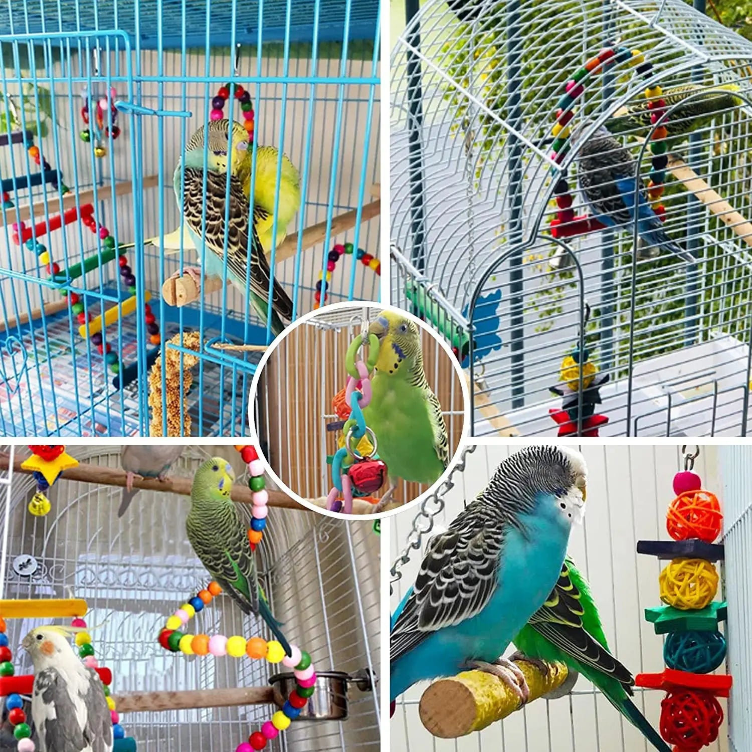 Lot de 7 jouets pour perroquet – Accessoires pour cage d’oiseaux - AquaCiel