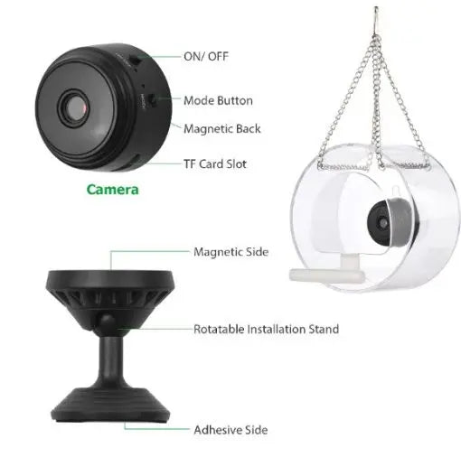 Distributeur intelligent pour oiseaux avec caméra HD – Mangeoire extérieure avec surveillance en temps réel - AquaCiel