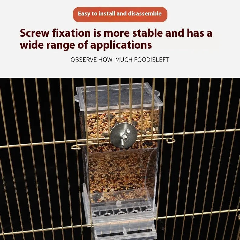 Distributeur automatique transparent pour nourriture d’oiseaux – Réservoir plug-in pratique - AquaCiel