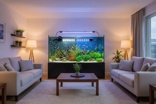 Aquarium dans un salon moderne