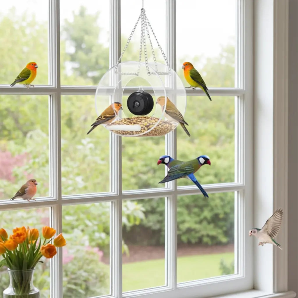 Distributeur intelligent pour oiseaux avec caméra HD – Mangeoire extérieure avec surveillance en temps réel - AquaCiel